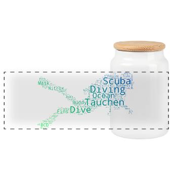 Gift idea for a diving fan with freediving - Panoramic Cookie Jar with Wooden Lid - white - Front