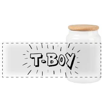 T-Boy Transboy LGBTQ Pride - Illustration (white) - Panoramic Cookie Jar with Wooden Lid - white - Front