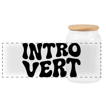 Introvertiertes Retro-Logo im Stil der Siebziger - Panorama Keksdose mit Holzdeckel - Weiß - Vorne