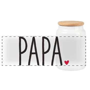 Papa ❤️ – Liebevolles Textdesign - Panorama Keksdose mit Holzdeckel - Weiß - Vorne