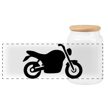 Motorcycle Black Bike Biker Gift - Panoramic Cookie Jar with Wooden Lid - white - Front