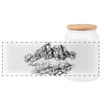 Sass de Putia Silhouette | Sass de Putia Dolomites - Boîte à biscuits avec couvercle en bois - blanc - Devant