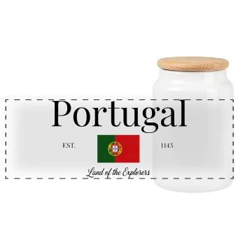 Drapeau du Portugal Terre des Explorateurs - Boîte à biscuits avec couvercle en bois - blanc - Devant