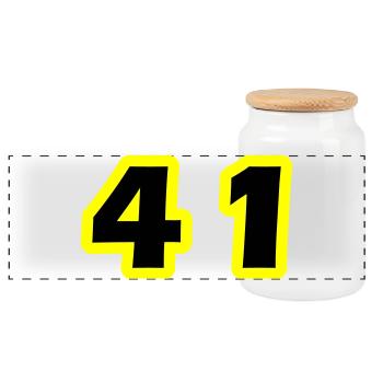 41 Number symbol - Panoramic Cookie Jar with Wooden Lid - white - Front