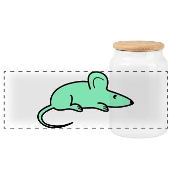 Silhouette de souris menthe - Boîte à biscuits avec couvercle en bois - blanc - Devant