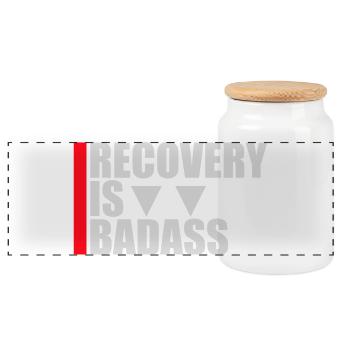 Recovery Is Badass Motivierend Erholung Zitat Logo - Panorama Keksdose mit Holzdeckel - Weiß - Vorne