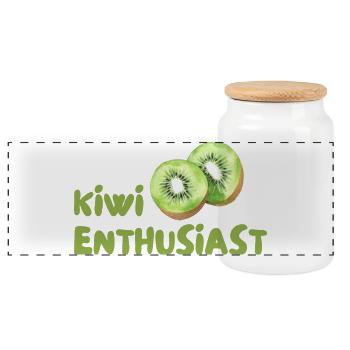 Kiwi Enthusiast - Panorama Keksdose mit Holzdeckel - Weiß - Vorne