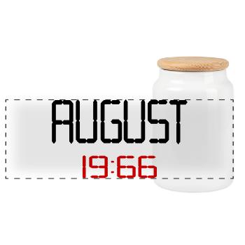 60. Geburtstag August 1966 - Panorama Keksdose mit Holzdeckel - Weiß - Vorne