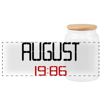 40. Geburtstag, August 1986 - Panorama Keksdose mit Holzdeckel - Weiß - Vorne