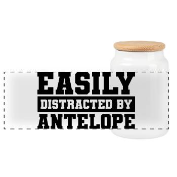 Antelope Saying Humor - Panoramic Cookie Jar with Wooden Lid - white - Front