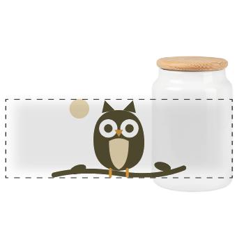 Olive Night Owl - Panoramic Cookie Jar with Wooden Lid - white - Front