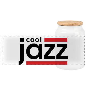 cool jazz - Panoramic Cookie Jar with Wooden Lid - white - Front
