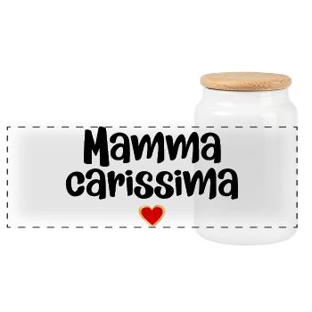 Mamma Carissima, Italia - Panoramic Cookie Jar with Wooden Lid - white - Front
