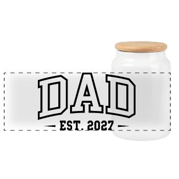 Dad 2027 Baby Vater Vatertag Geschenk - Panorama Keksdose mit Holzdeckel - Weiß - Vorne