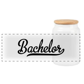 célibataire - Boîte à biscuits avec couvercle en bois - blanc - Devant