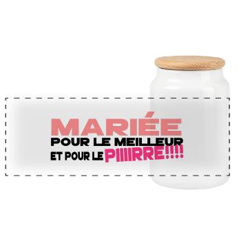 mariée humour - Boîte à biscuits avec couvercle en bois - blanc - Devant