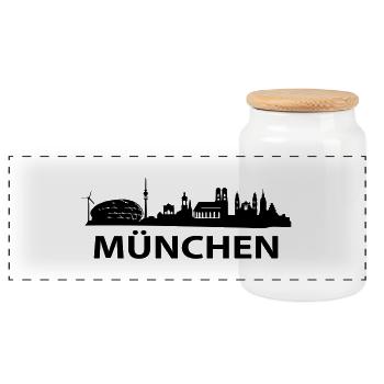 munchen - Boîte à biscuits avec couvercle en bois - blanc - Devant