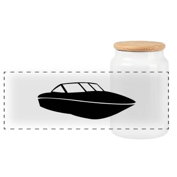 Boat eu - Panoramic Cookie Jar with Wooden Lid - white - Front