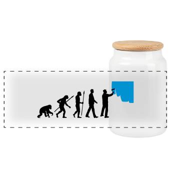 evolution_painters_062012_a_2c - Panoramic Cookie Jar with Wooden Lid - white - Front