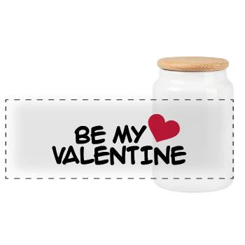 Be my valentine heart - Boîte à biscuits avec couvercle en bois - blanc - Devant