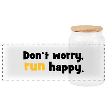 run - Panoramic Cookie Jar with Wooden Lid - white - Front