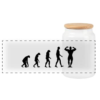 Musculation - Haltérophilie - Boîte à biscuits avec couvercle en bois - blanc - Devant