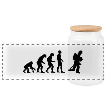 evolution Feuerwehrmann - Panorama Keksdose mit Holzdeckel - Weiß - Vorne