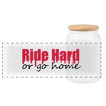 Ride Hard Or Go Home - Panoramic Cookie Jar with Wooden Lid - white - Front