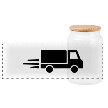 Camion - Boîte à biscuits avec couvercle en bois - blanc - Devant