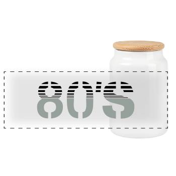 80 s logo - Boîte à biscuits avec couvercle en bois - blanc - Devant
