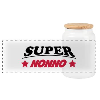 Super nonno 111 - Panoramic Cookie Jar with Wooden Lid - white - Front