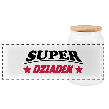 Super dziadek 111 - Panoramic Cookie Jar with Wooden Lid - white - Front