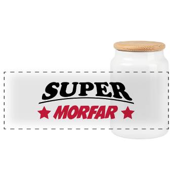 Super morfar 111 - Panoramic Cookie Jar with Wooden Lid - white - Front