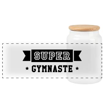 Gymnastique / Gym / Gymnaste / Fitness / GRS - Boîte à biscuits avec couvercle en bois - blanc - Devant