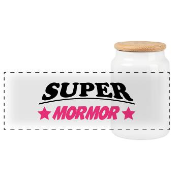 Super mormor - Panoramic Cookie Jar with Wooden Lid - white - Front