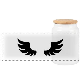 ailes - Boîte à biscuits avec couvercle en bois - blanc - Devant
