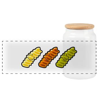 Smiley Fusilli Pasta - Boîte à biscuits avec couvercle en bois - blanc - Devant
