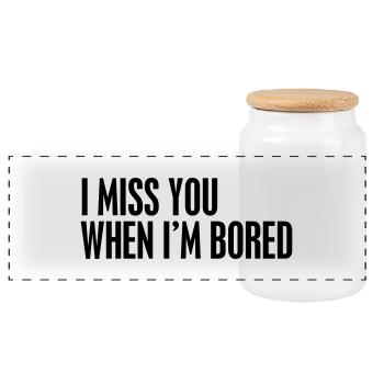I miss you when I'm bored - Boîte à biscuits avec couvercle en bois - blanc - Devant
