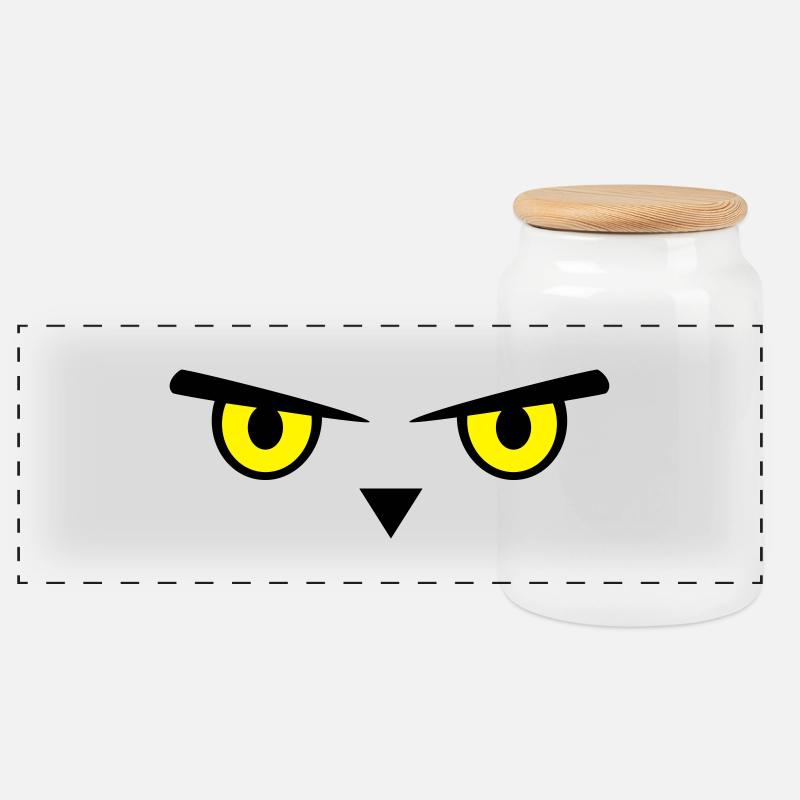 Eule, Augen, Emoji - Panorama Keksdose mit Holzdeckel - Weiß