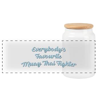 Everybodys favourite muay thai fighter f - Panoramic Cookie Jar with Wooden Lid - white - Front