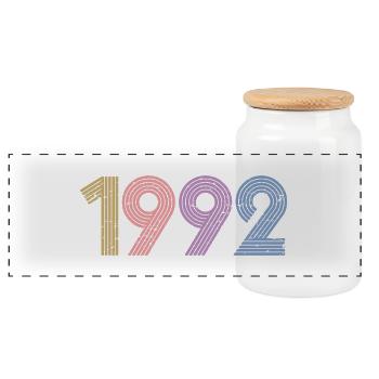 Cool Retro 1992, 30 ans, cadeau de 30e anniversaire - Boîte à biscuits avec couvercle en bois - blanc - Devant