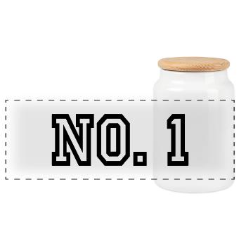 Number 1 - Panoramic Cookie Jar with Wooden Lid - white - Front