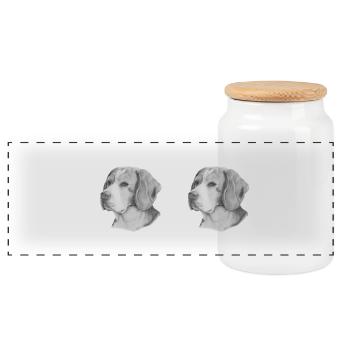 Beagle PanoramaBecher - Panorama Keksdose mit Holzdeckel - Weiß - Vorne