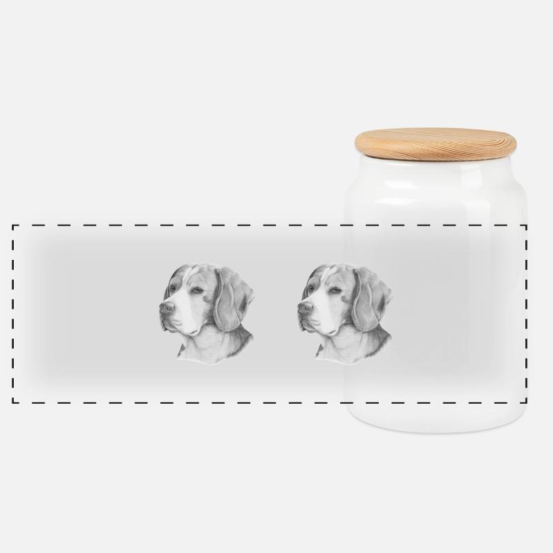 Beagle panoramaMug - Boîte à biscuits avec couvercle en bois - blanc