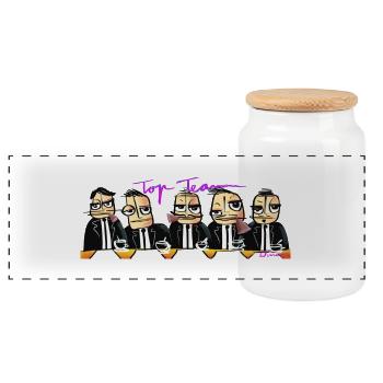 Kaffeebecher - Top Team - Panorama Keksdose mit Holzdeckel - Weiß - Vorne