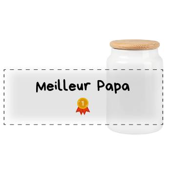 Best Papa - Papa Geschenkidee - Panorama Keksdose mit Holzdeckel - Weiß - Vorne
