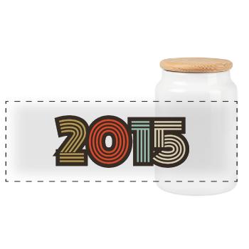 2015 Retro Jahrgang - Panorama Keksdose mit Holzdeckel - Weiß - Vorne