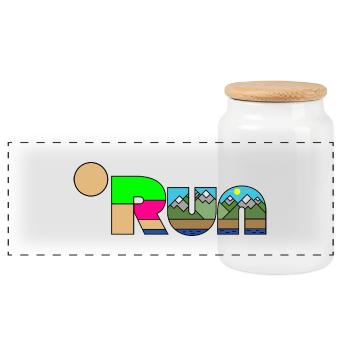 Run Nature Landscape Unique Runner Hiking - Panoramic Cookie Jar with Wooden Lid - white - Front