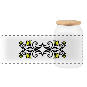 Ornament Floral Swirl - Panorama Keksdose mit Holzdeckel - Weiß - Vorne