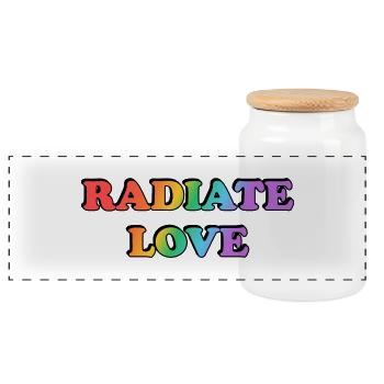 Radiate Love Rainbow Gradient - Panoramic Cookie Jar with Wooden Lid - white - Front